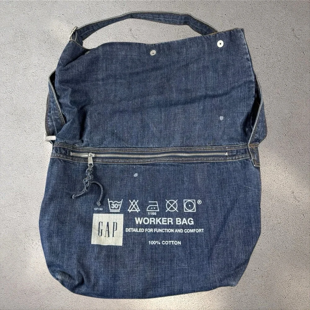 Vtg Gap Y2K Messenger Worker‎ Denim Bag Crossbody Tote Utility Gorpcore School